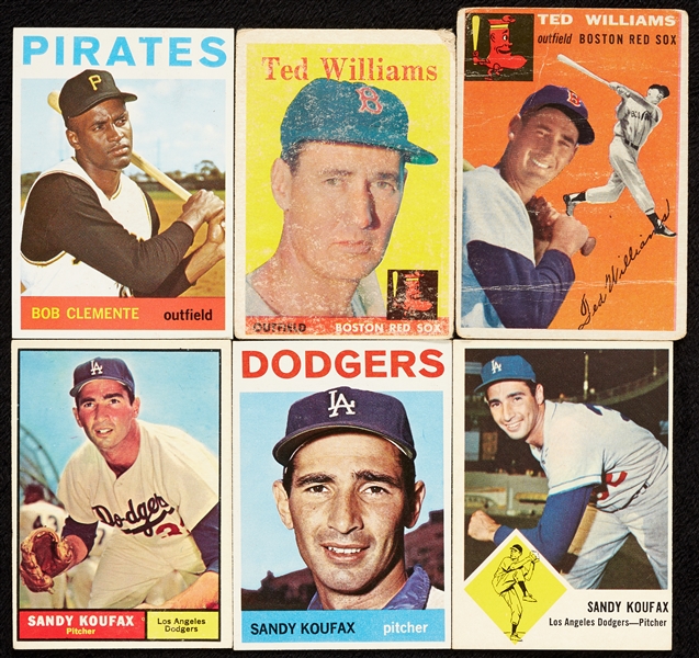 1954-65 Topps and Fleer Aaron, Mays, Clemente, Koufax and Ted Williams Group, Regulars and Specials (46)