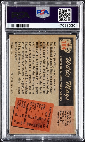 1955 Bowman Willie Mays No. 184 PSA 4