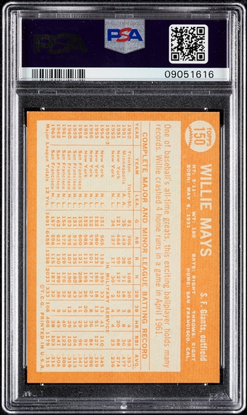 1964 Topps Willie Mays No. 150 PSA 8