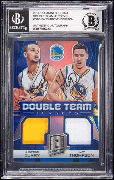 Stephen Curry & Klay Thompson Signed 2014-15 Spectra Double Team Jerseys (24/49) (BAS)