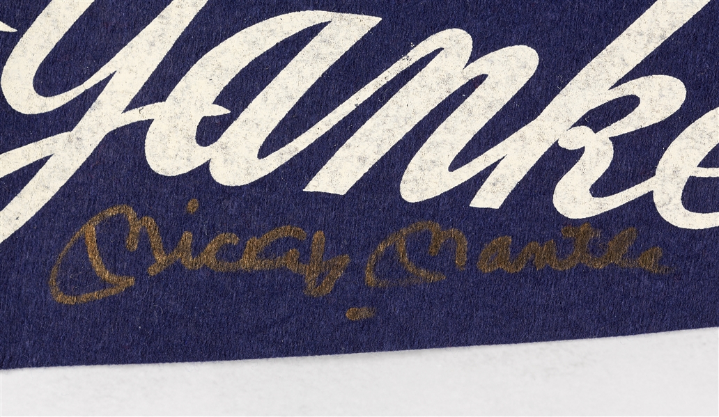Mickey Mantle Signed New York Yankees Pennant (BAS)
