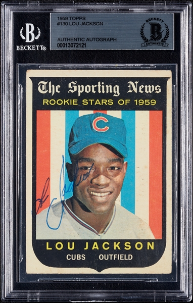 Lou Jackson Signed 1959 Topps RC No. 130 (BAS)