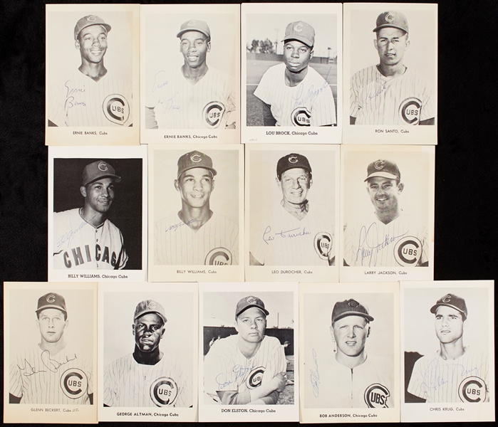 Chicago Cubs Signed 5x7 B&W Team Issue Photo Group (13)