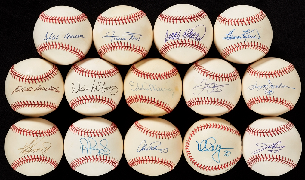 500 Home Run Club Single-Signed Baseball Group with Aaron, Mays (14)