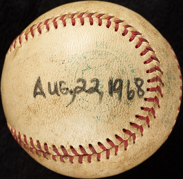Mickey Lolich Career Win No. 78 Final Out Game-Used Baseball (8/22/1968) (BAS) (Lolich LOA)