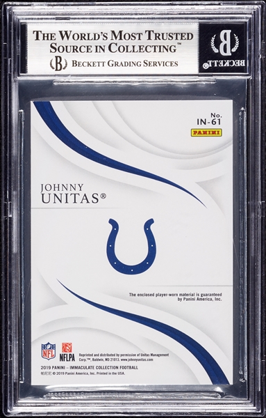 2019 Immaculate Collection Johnny Unitas Immaculate Numbers Memorabilia (16/19) BGS 9