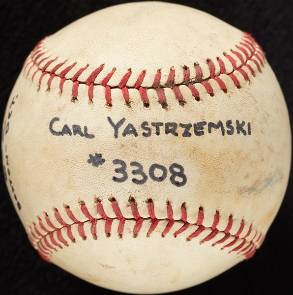 Carl Yastrzemski Hit No. 3308 Game-Used Baseball