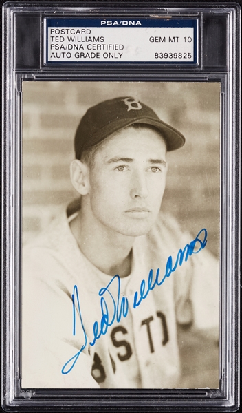 Ted Williams Signed Photo Postcard (Graded PSA/DNA 10)