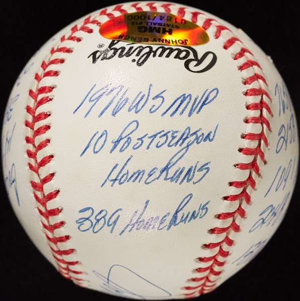 Johnny Bench Single-Signed STAT ONL Baseball (JSA)