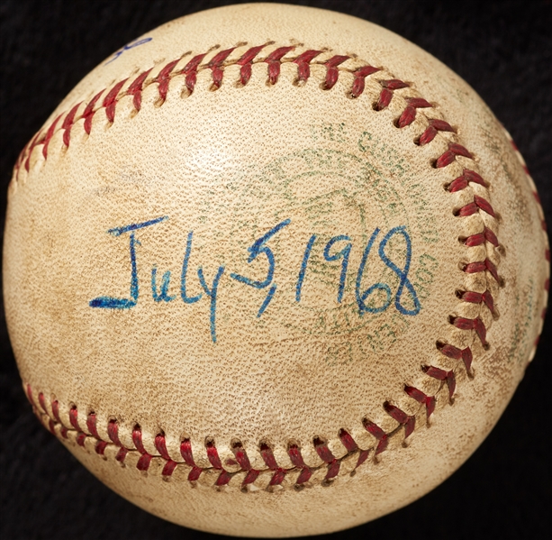 Mickey Lolich Career Win No. 73 Final Out Game-Used Baseball (7/5/1968) (BAS) (Lolich LOA)