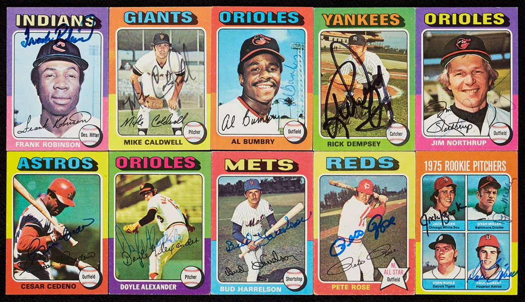 Signed 1975 Topps Mini Group with Frank Robinson, Pete Rose (28)