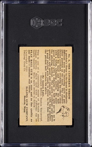 1933 Delong Gum Mickey Cochrane No. 6 SGC 4