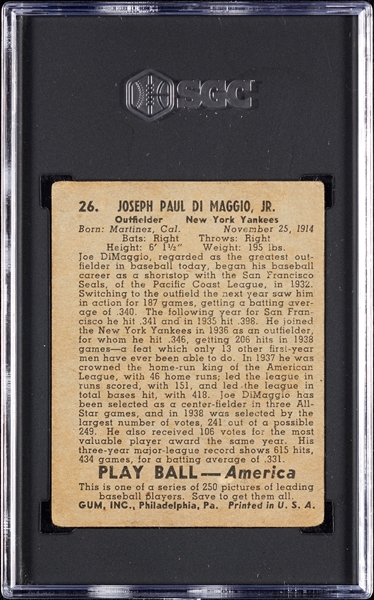 1939 Play Ball Joe DiMaggio No. 26 SGC 2