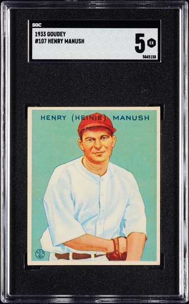 1933 Goudey Heinie Manush No. 107 SGC 5
