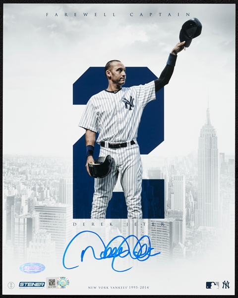 Derek Jeter Signed Farewell Captain Photo with Coffee Table Photo Book (MLB) (Steiner)