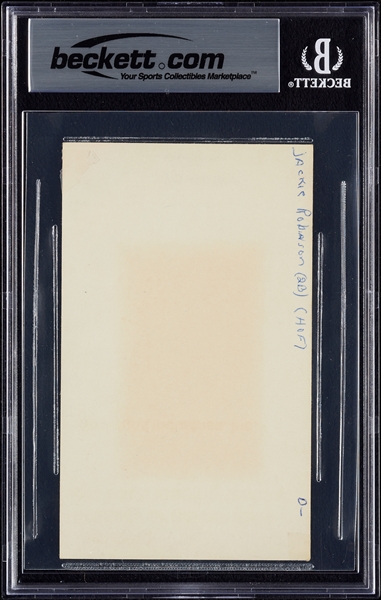 Jackie Robinson Signed 3x5 Index Card (Graded BAS 9)