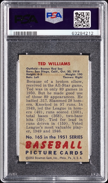 1951 Bowman Ted Williams No. 165 PSA 4