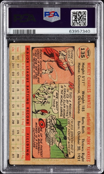 1956 Topps Baseball Complete Set, Mantle – PSA 1.5 (340)