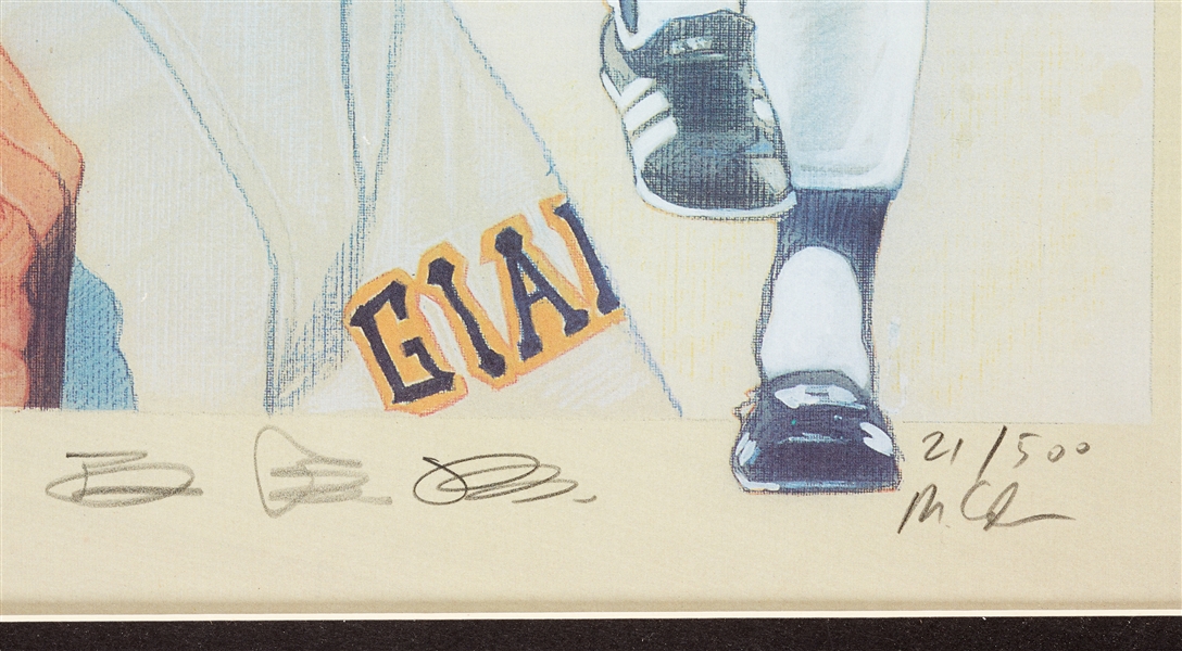Hank Aaron & Sadaharu Oh Signed 17x26 Framed Lithograph (21/500) (BAS)
