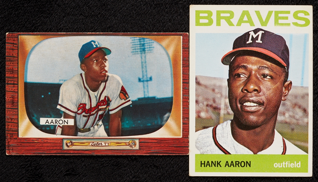 1955 Bowman and 1964 Topps Hank Aaron Group (2)