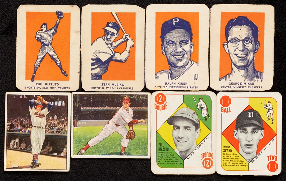 1950-52 Bowman, Topps Red Backs and Wheaties Baseball, Nine HOFers (30)