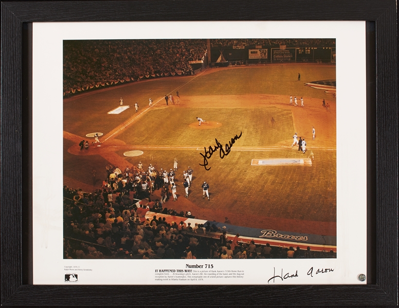 1974 Hank Aaron 715th Home Run Photo Signed From His Personal Collection (BAS)
