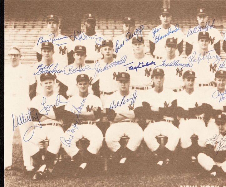 1961 New York Yankees World Champs Team-Signed 11x14 Paper Photo with Mantle (BAS)