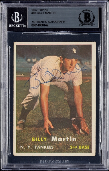 Billy Martin Signed 1957 Topps No. 62 (BAS)