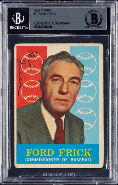 Ford Frick Signed 1959 Topps No. 1 (BAS)