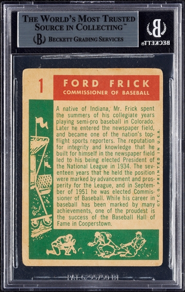 Ford Frick Signed 1959 Topps No. 1 (BAS)