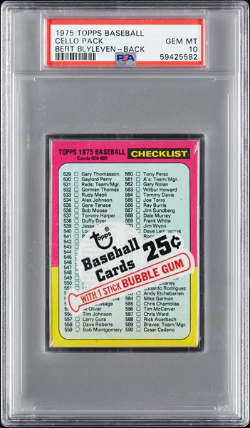 1975 Topps Baseball Cello Pack - Bert Blyleven Back (Graded PSA 10)