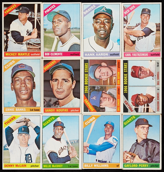 1966 Topps Baseball Complete Set, Mays and Three Other Keys Slabbed (598)