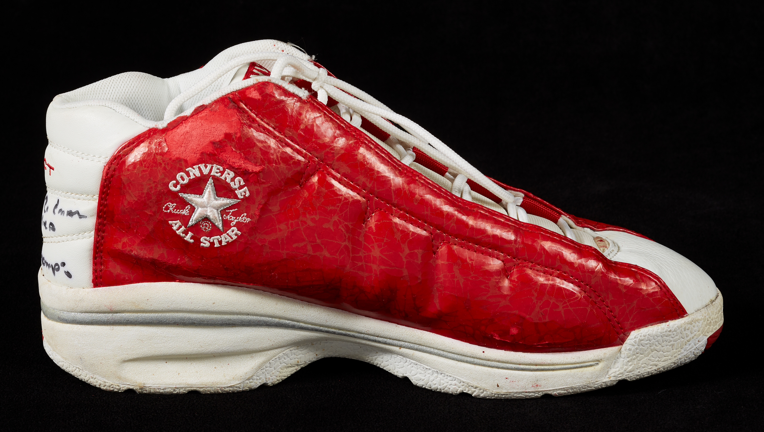 1996 Dennis Rodman Game Worn, Signed Chicago Bulls Sneaker - Worn