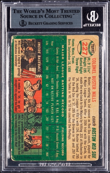 Buster Mills Signed 1954 Topps No. 227 (BAS)