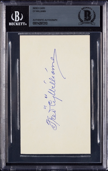 Cy Williams Signed 3x5 Index Card (BAS)