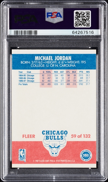 1987 Fleer Michael Jordan No. 59 PSA 7