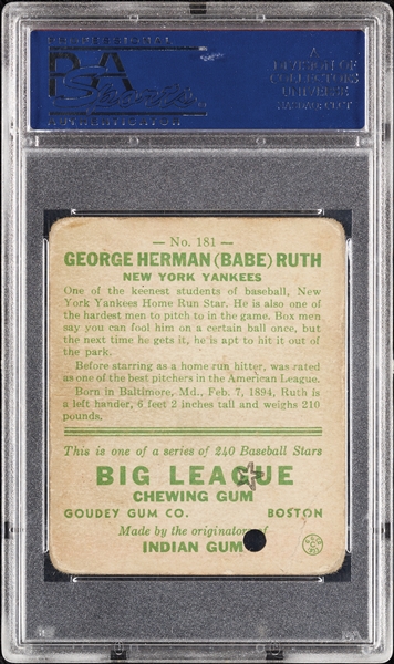 1933 Goudey Babe Ruth No. 181 PSA 1 (MK)