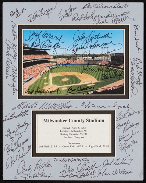 Milwaukee County Stadium Display Signed by 38 Braves with Hank Aaron (BAS)