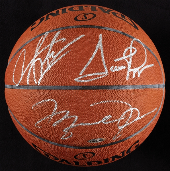 Michael Jordan, Scottie Pippen & Dennis Rodman Signed Spalding Basketball (Fanatics) (UDA)