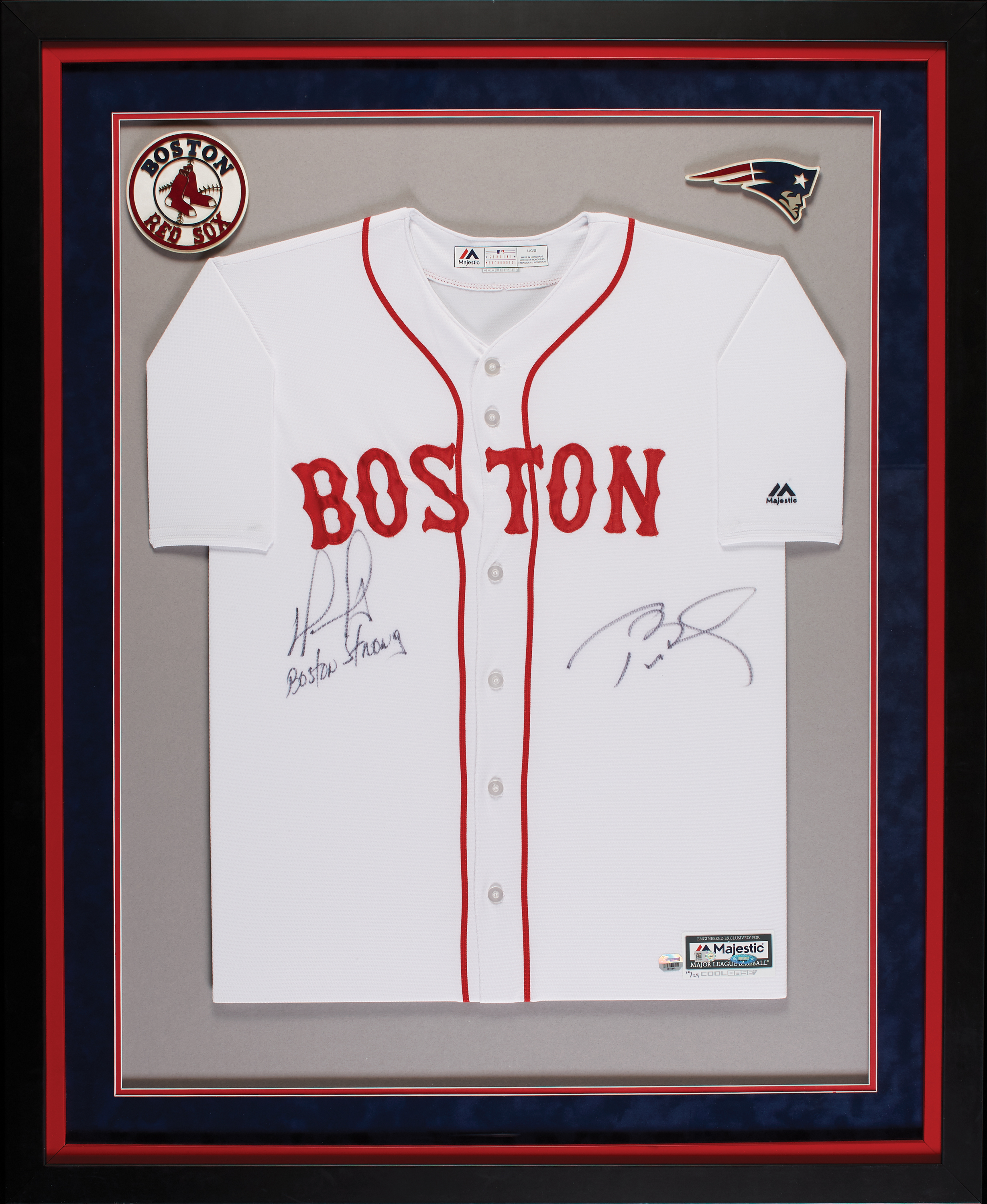 Lot Detail - Tom Brady & David Ortiz Dual-Signed Red Sox Jersey in Frame  'Boston Strong' (10/24) (Tri-Star) (MLB) (Fanatics)