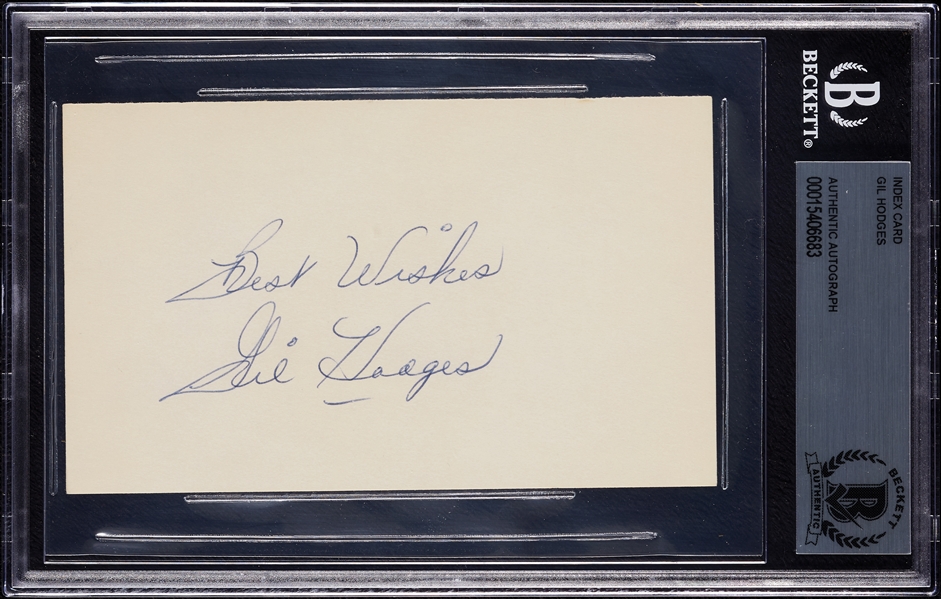 Gil Hodges Signed 3x5 Index Card (BAS)