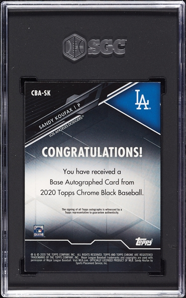 2020 Topps Chrome Black Sandy Koufax Autograph SGC 8 (AUTO 10)