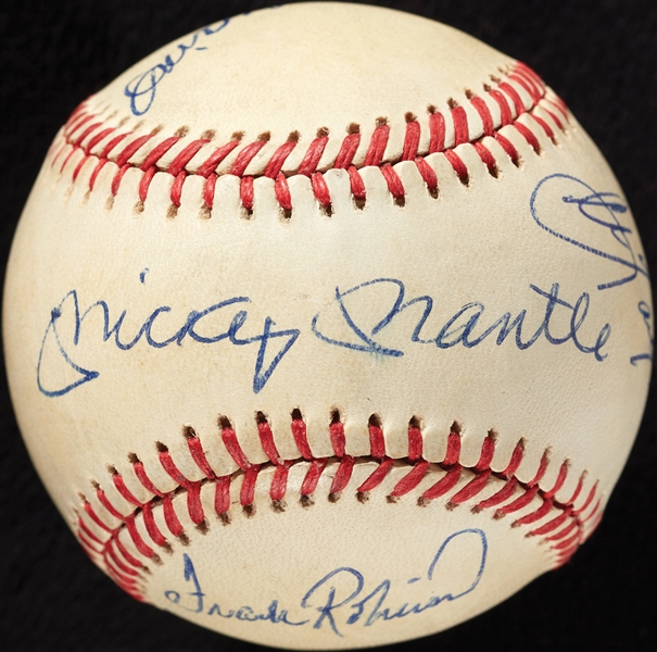 Triple Crown Winners Signed OAL Baseball with Mantle, Williams, Robinson, Yastrzemski (4) (PSA/DNA)