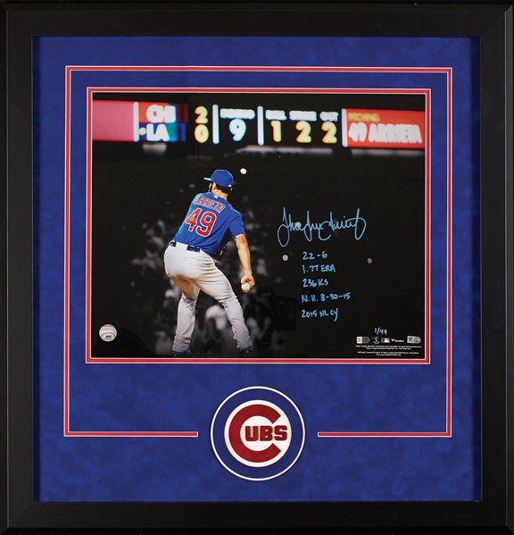 Jake Arrieta Signed 16x20 Photo in Frame with Multiple Inscriptions (1/49) (MLB) (Fanatics)