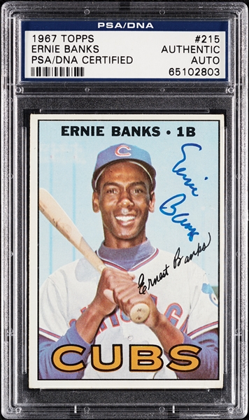 Ernie Banks Signed 1967 Topps No. 215 (PSA/DNA)