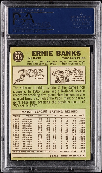 Ernie Banks Signed 1967 Topps No. 215 (PSA/DNA)