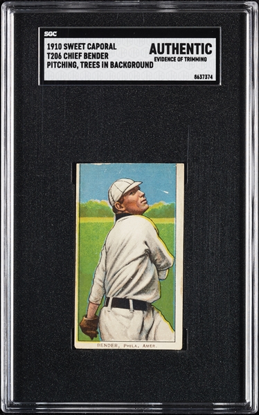 1909-11 T206 Chief Bender Pitching Trees In Background SGC Authentic