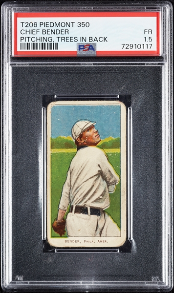 1909-11 T206 Chief Bender Pitching Trees In Background PSA 1.5