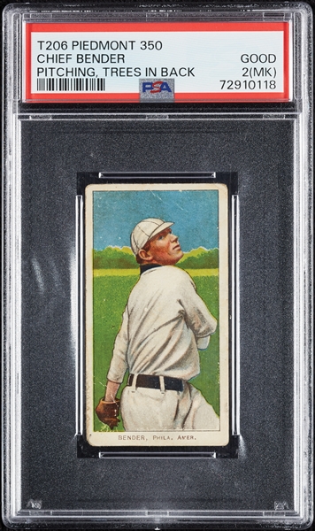 1909-11 T206 Chief Bender Pitching Trees In Background PSA 2 (MK)