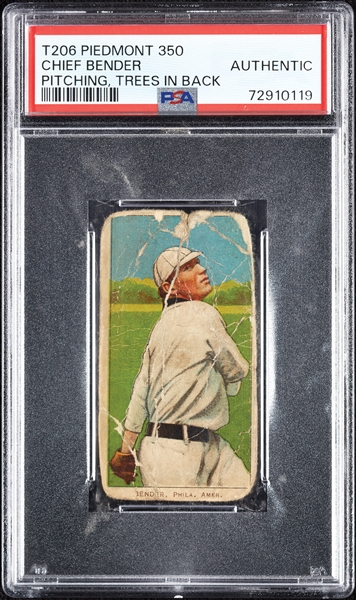 1909-11 T206 Chief Bender Pitching Trees In Background PSA Authentic